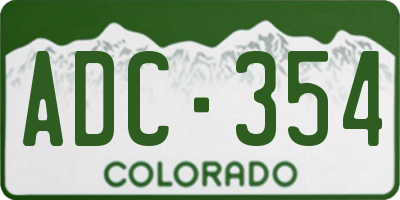 CO license plate ADC354