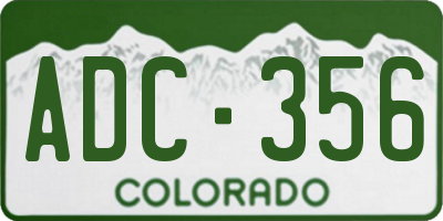 CO license plate ADC356