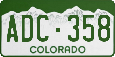 CO license plate ADC358
