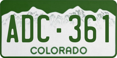 CO license plate ADC361