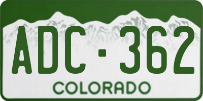 CO license plate ADC362