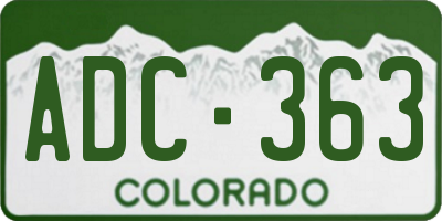 CO license plate ADC363