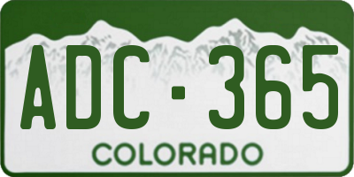 CO license plate ADC365