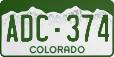 CO license plate ADC374