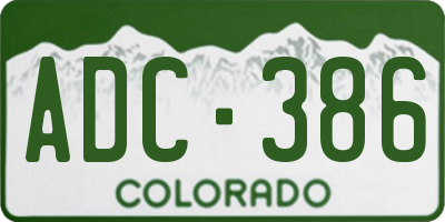 CO license plate ADC386