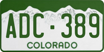 CO license plate ADC389