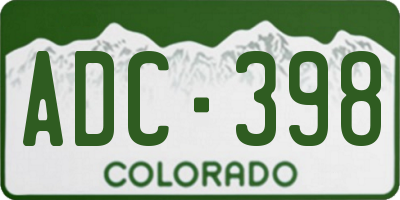 CO license plate ADC398