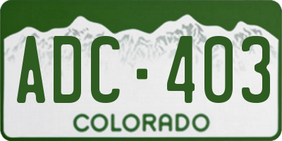 CO license plate ADC403