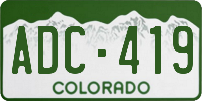 CO license plate ADC419