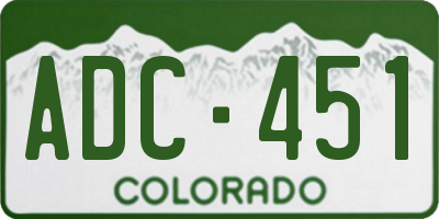 CO license plate ADC451