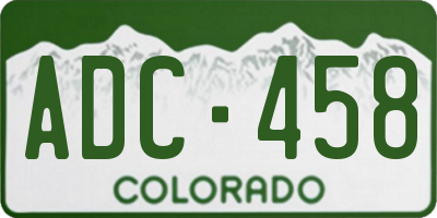 CO license plate ADC458