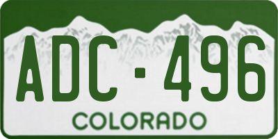 CO license plate ADC496