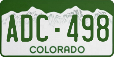 CO license plate ADC498