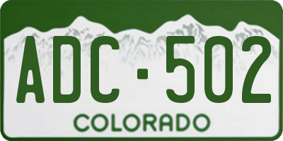 CO license plate ADC502