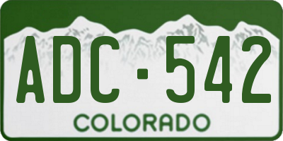CO license plate ADC542