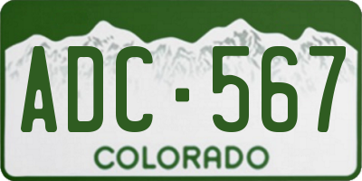 CO license plate ADC567