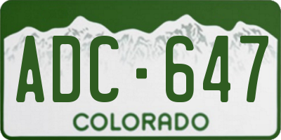 CO license plate ADC647
