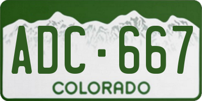 CO license plate ADC667