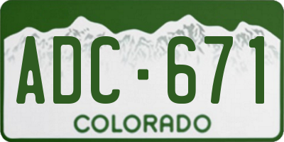CO license plate ADC671
