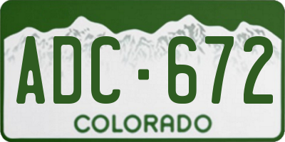 CO license plate ADC672