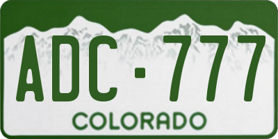 CO license plate ADC777
