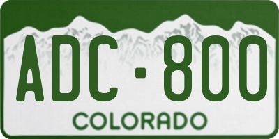 CO license plate ADC800