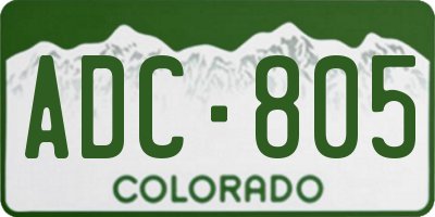 CO license plate ADC805