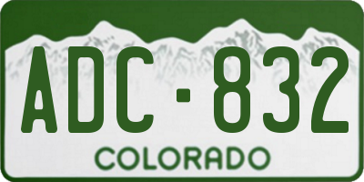 CO license plate ADC832