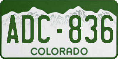 CO license plate ADC836
