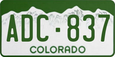 CO license plate ADC837