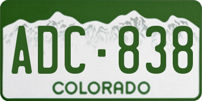 CO license plate ADC838