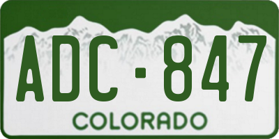 CO license plate ADC847