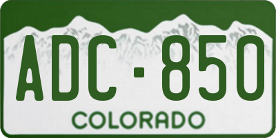 CO license plate ADC850
