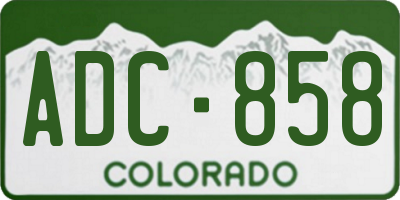 CO license plate ADC858