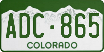 CO license plate ADC865