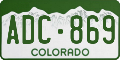 CO license plate ADC869