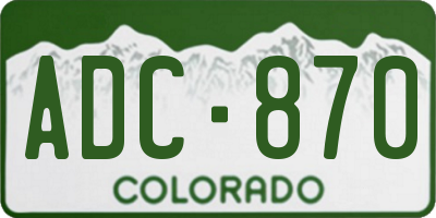 CO license plate ADC870