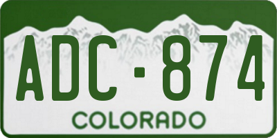 CO license plate ADC874