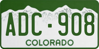 CO license plate ADC908