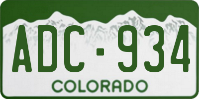 CO license plate ADC934