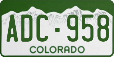 CO license plate ADC958