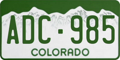 CO license plate ADC985