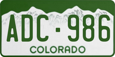 CO license plate ADC986