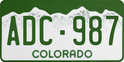 CO license plate ADC987