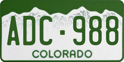 CO license plate ADC988