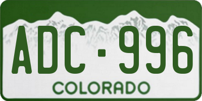 CO license plate ADC996