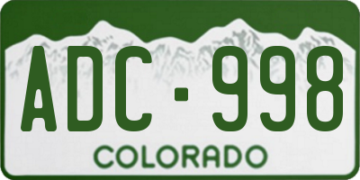 CO license plate ADC998