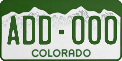 CO license plate ADD000