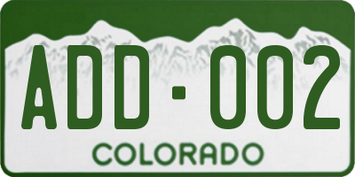 CO license plate ADD002