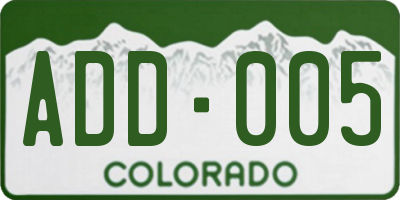CO license plate ADD005